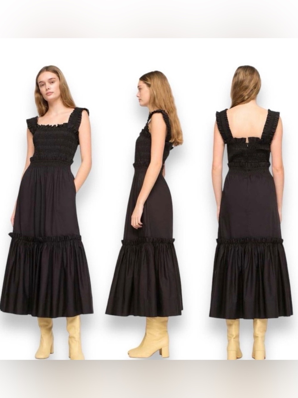 Sea New York Black Maxi Smocked Sleeveless Size Small